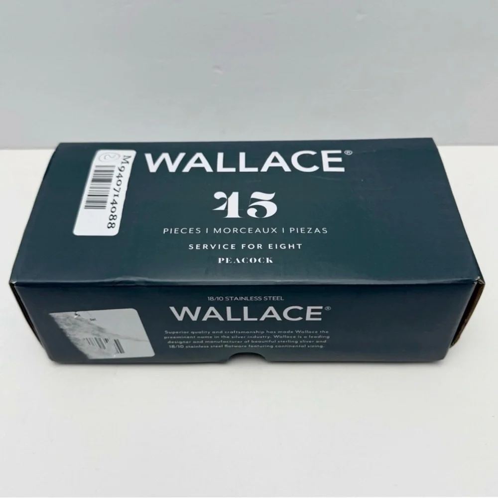 Wallace Peacock 45 Piece Service for 8 Stainless Steel 18/10 Flatware Set NEW